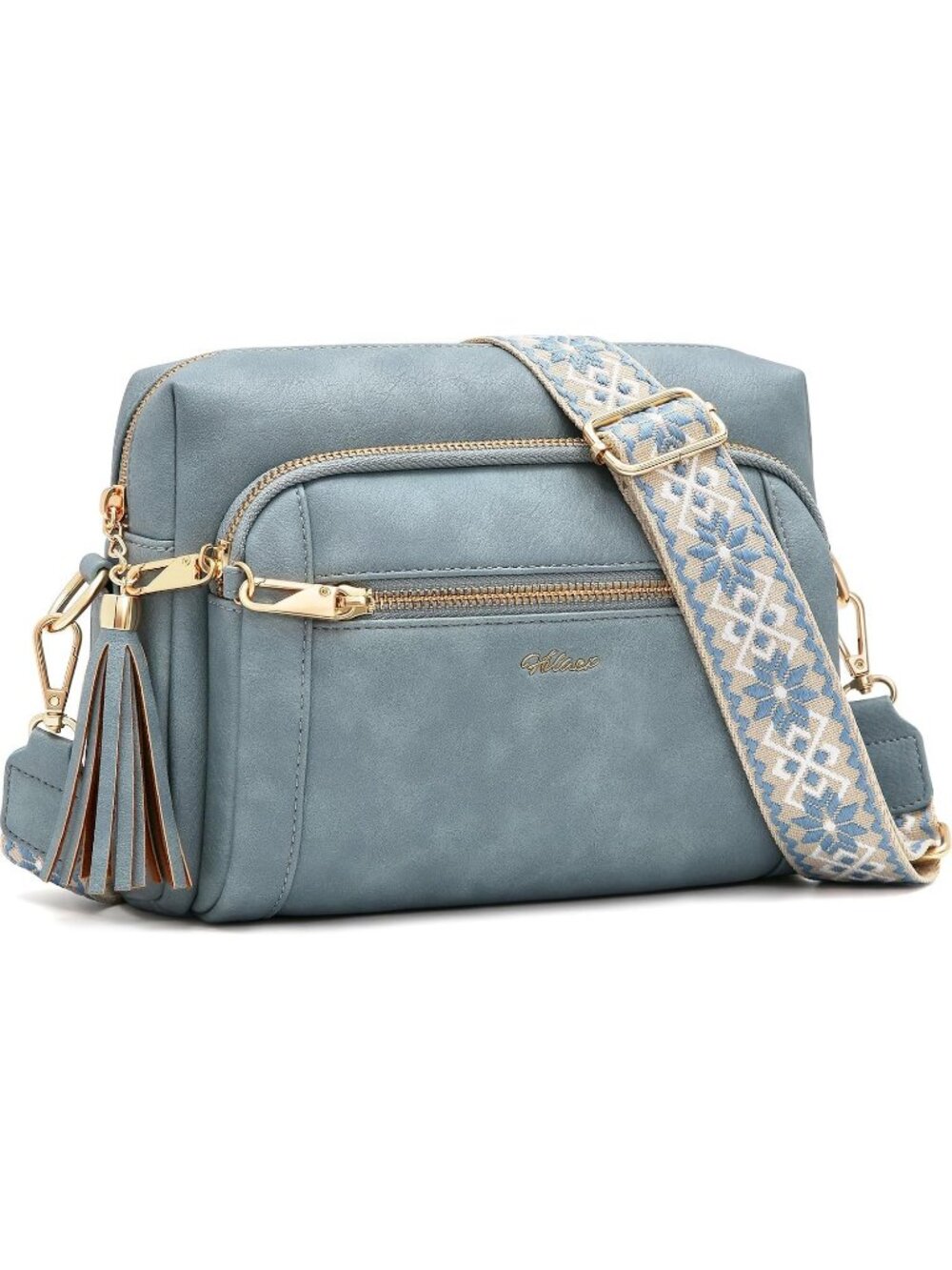 Women's Haze Blue Vegan Leather Purses Stylish Designer Pockets Crossbody Bags